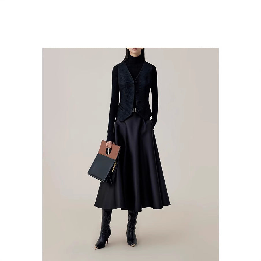 Women High-Waisted Midi A-Line Skirt with Wide Fit Mune Fashion