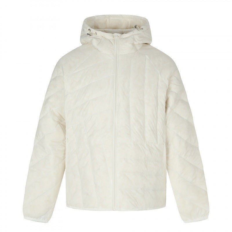Unisex Short cut quilted hooded jacket with diagonal quilting and elastic hem Mune Fashion