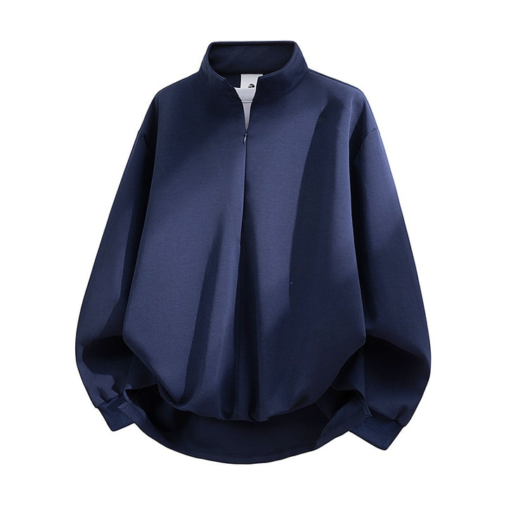 Unisex Oversized Sweatshirt with High Collar, Half Zipper and Balloon Shaped Hem Mune Fashion