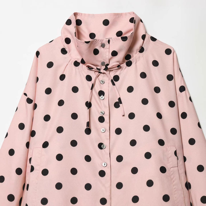 Women nan Cropped Anorak with Stand-up Collar, Drawstring Hem and Snap Button Placket Mune Fashion