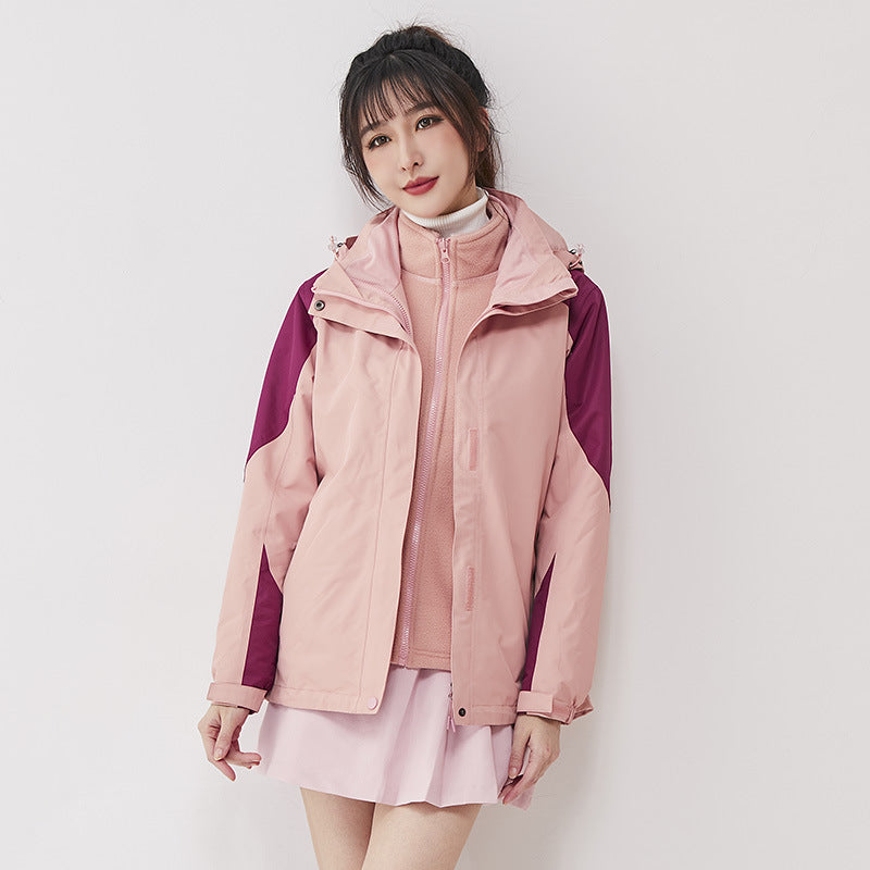 Women double-layer outdoor jacket with removable fleece inner jacket and windproof membrane Mune Fashion
