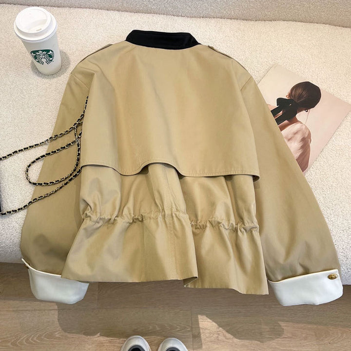 Women Fashionable Jacket with Zippable Front Mune Fashion