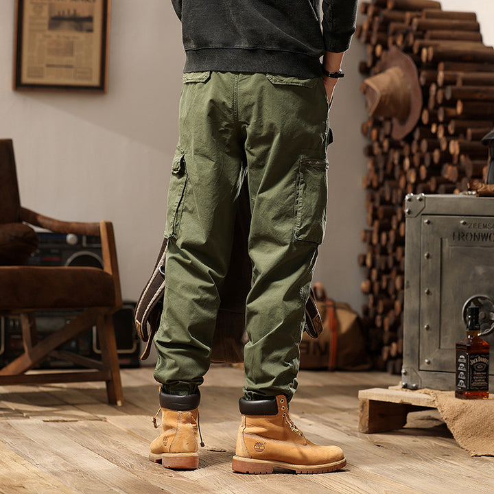 Men's Utility Cargo Jogger made of durable cotton twill with elastic comfort waistband, multiple pockets, and zippered thigh pocket Drune
