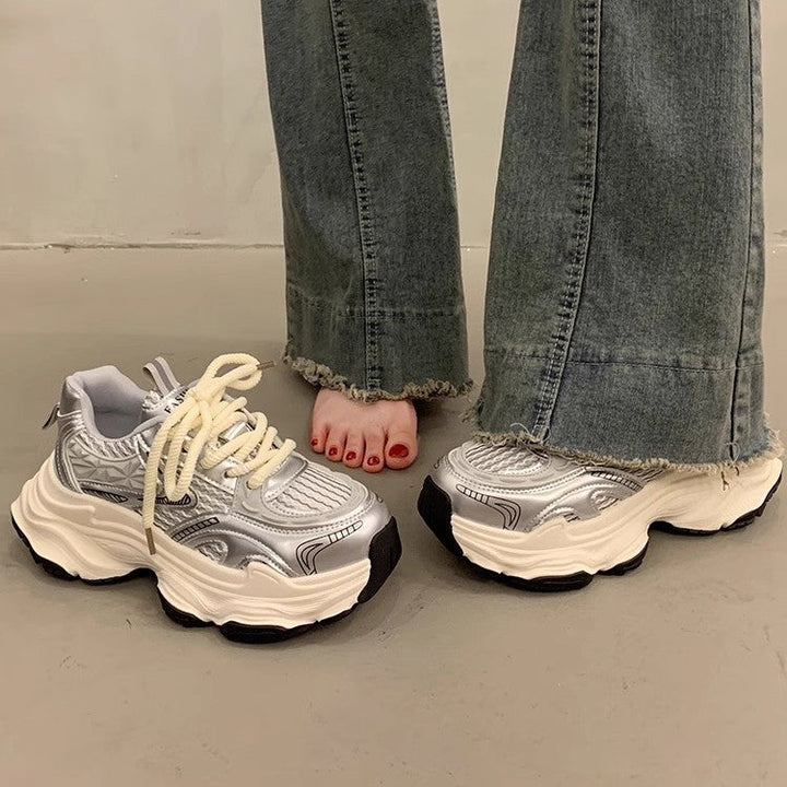 Women's Sporty Chunky Sneakers with Breathable Surface and Cushioning Sole Mune Fashion