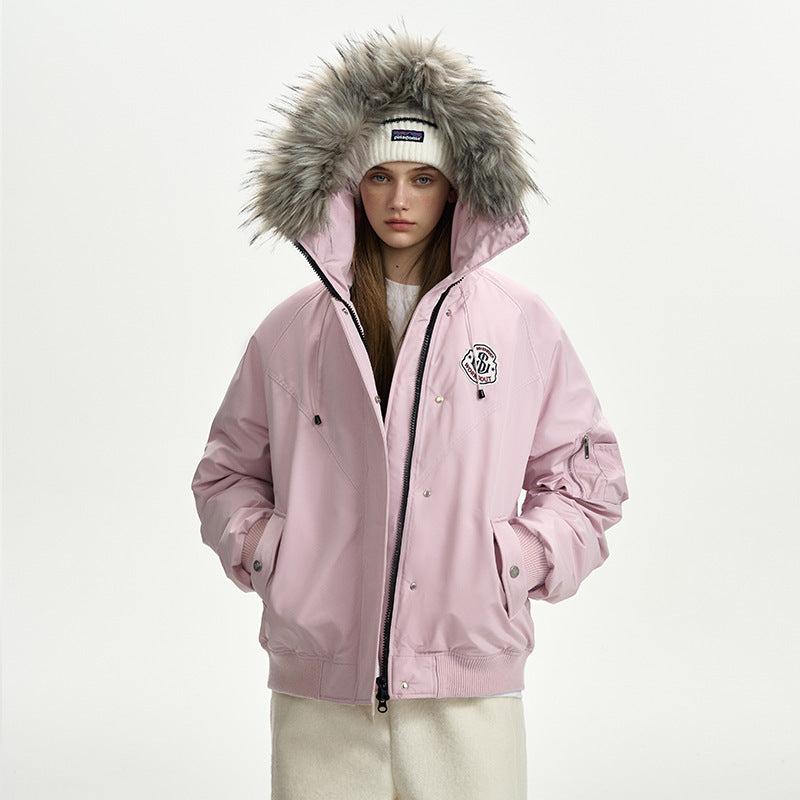 Women’s oversized thermo parka with voluminous hood, detachable faux fur trim and ribbed cuffs Mune Fashion