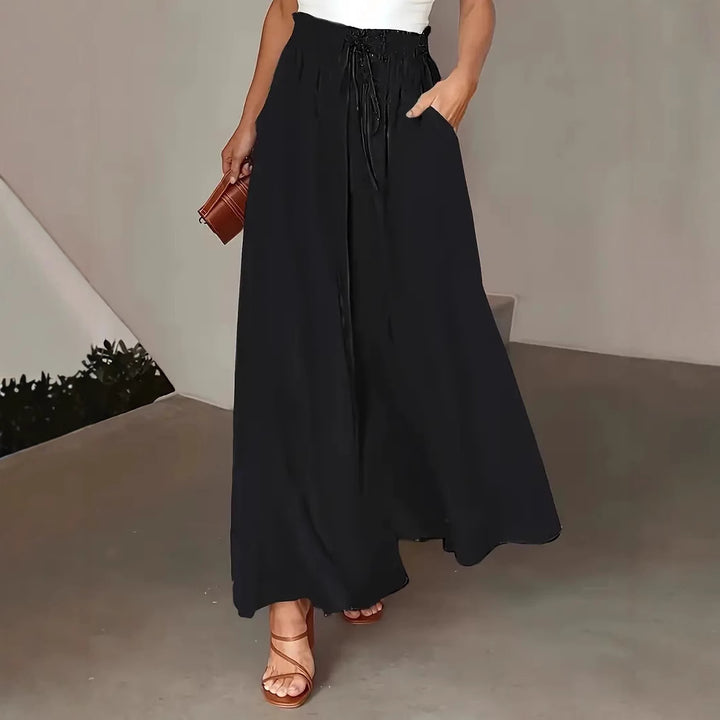 Women's Wide Cut Summer Pants with Polka Dot Design Mune Fashion