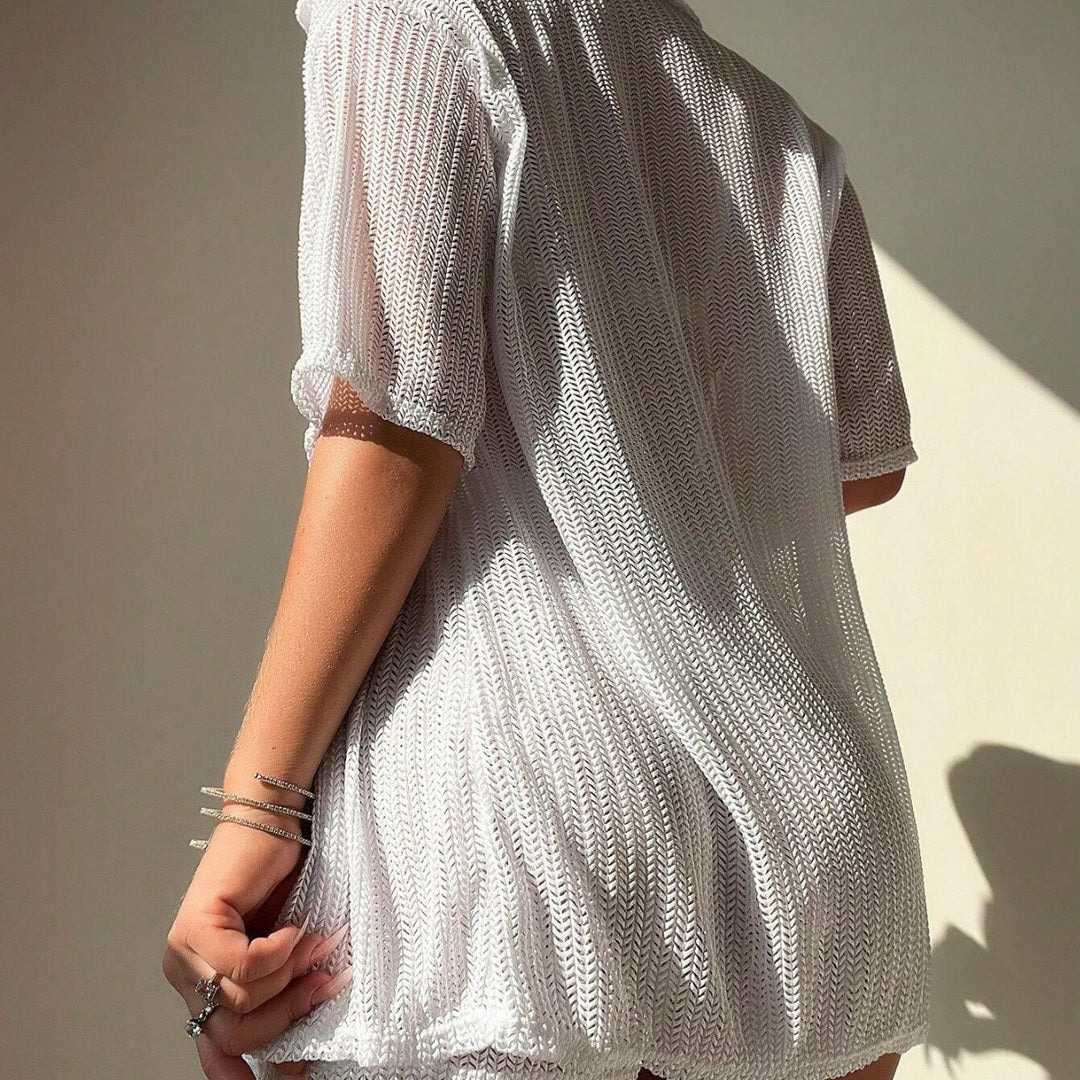 Women's Sporty Short Sleeve Set with Breathable Structure Mune Fashion