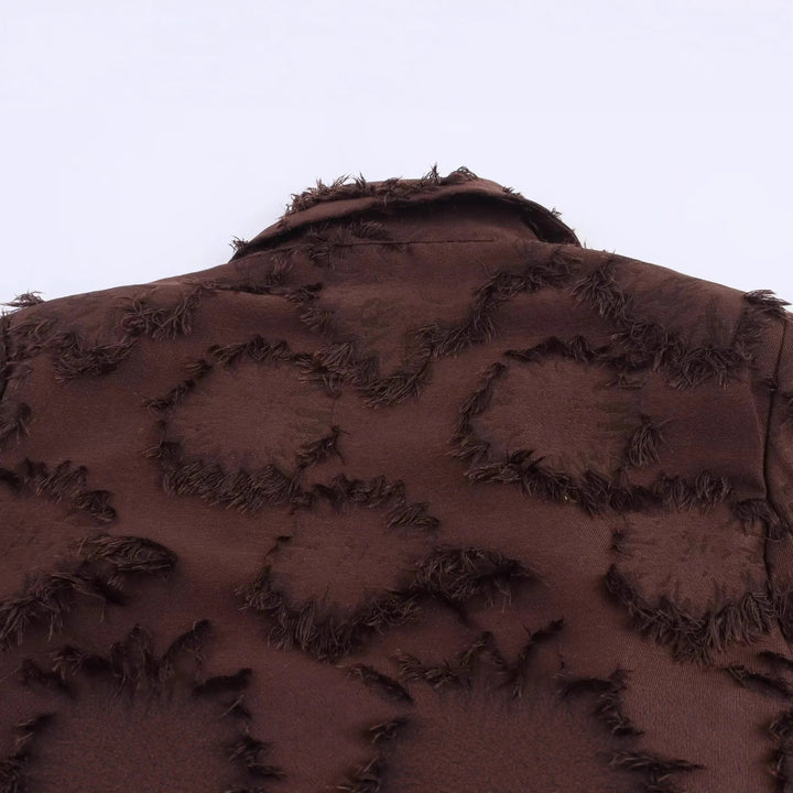 Ladies long-cut double-breasted coat with structured fringe application Mune Fashion