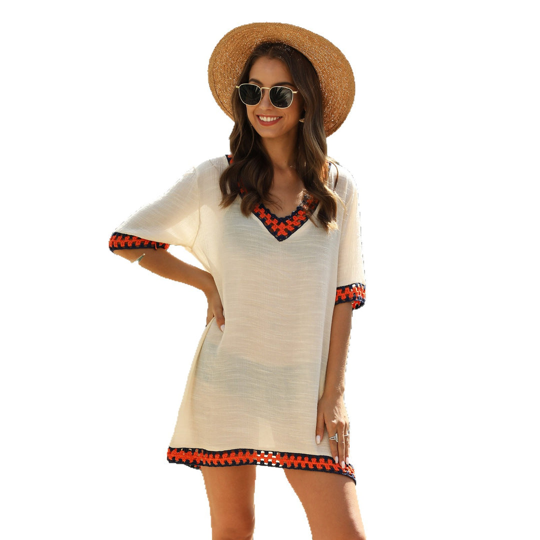 Women's airy kaftan with colorful crochet trim Mune Fashion