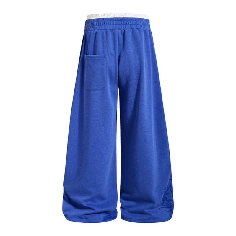 Women Wide Palazzo Training Pants with Elastic Waistband, Drawstring and Contrast Piping Mune Fashion