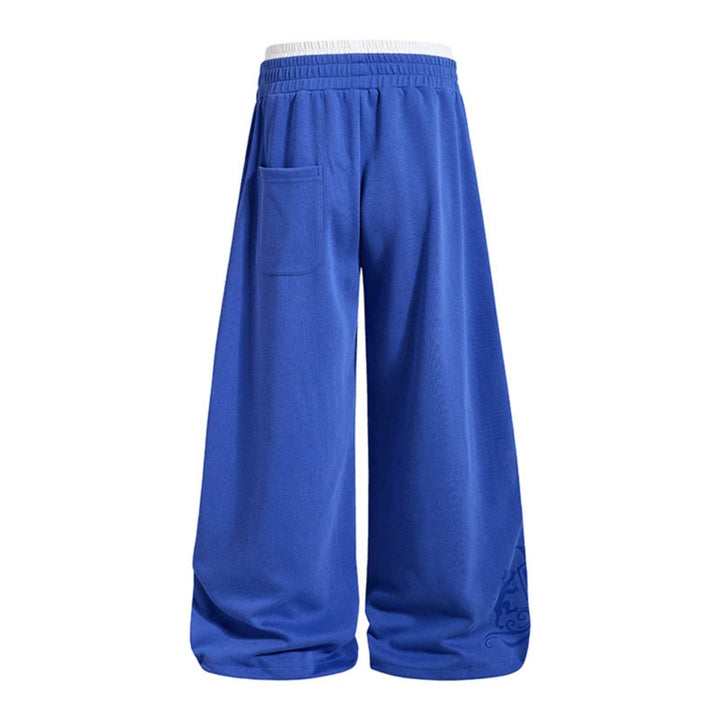 Women Wide Palazzo Training Pants with Elastic Waistband, Drawstring and Contrast Piping Mune Fashion