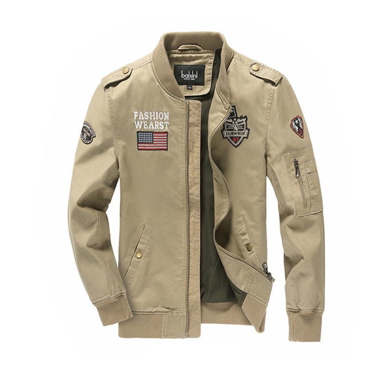 Men's Field Bomber Jacket in Pilot Style with Patch Applications and Arm Pocket Mune Fashion