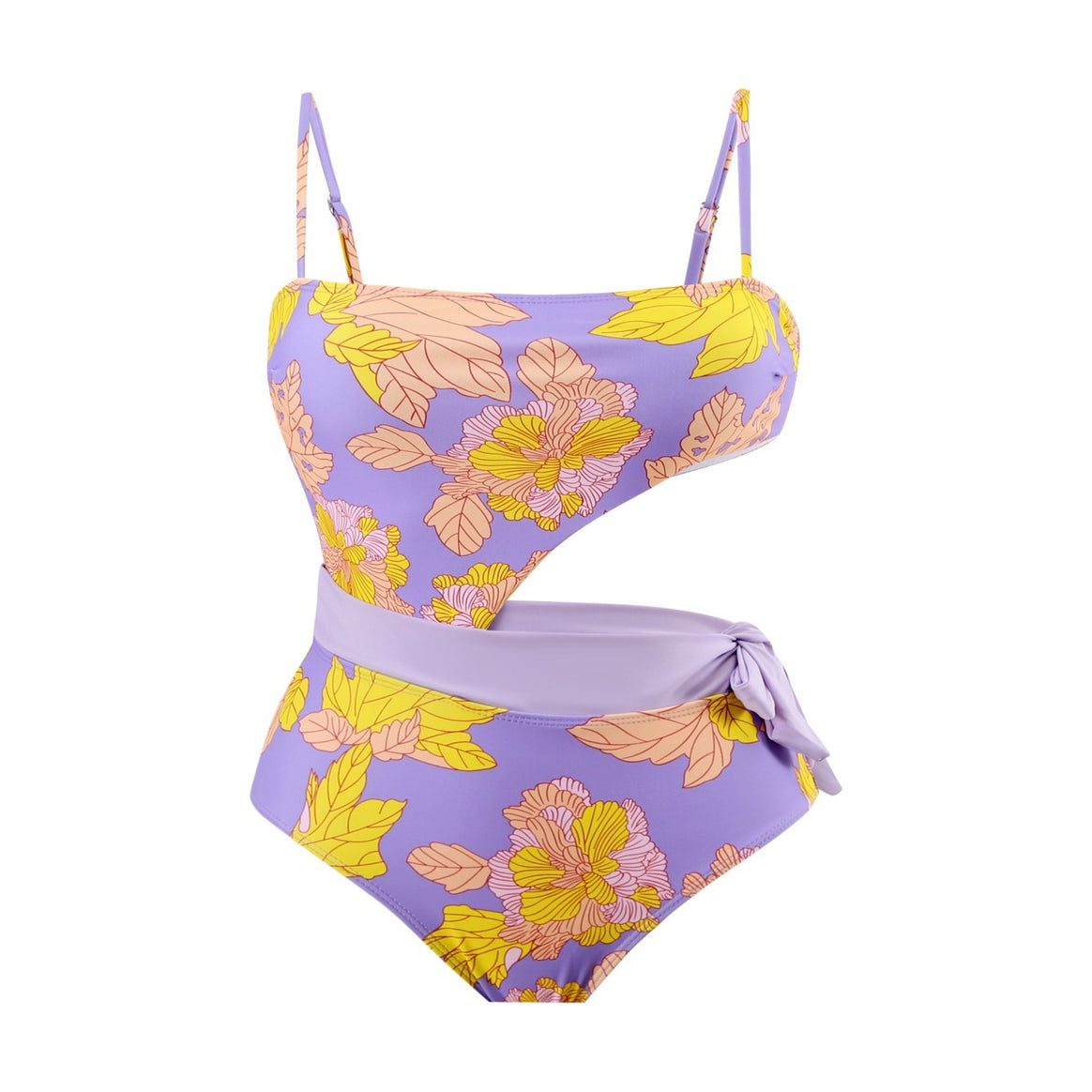 Ladies' one-piece swimsuit with floral design and wrap skirt Mune Fashion