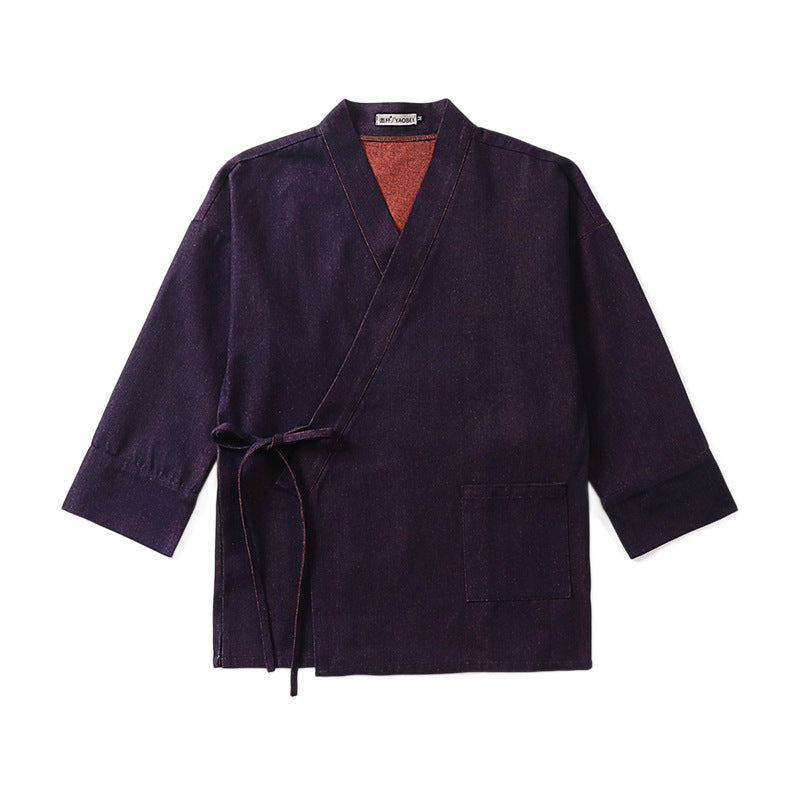 Women Lightweight Two-Tone Kimono Jacket with Ties and Contrasting Inner Lining Mune Fashion