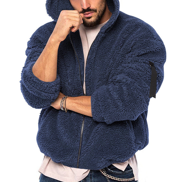 Men's voluminous Sherpa hoodie jacket with bomber cut, concealed zipper and arm pocket Mune Fashion