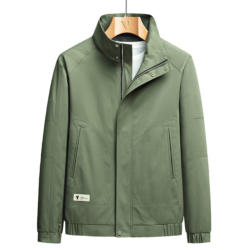 Men's lightweight softshell transition jacket in utility minimal style with high-standing collar and concealed zipper Mune Fashion