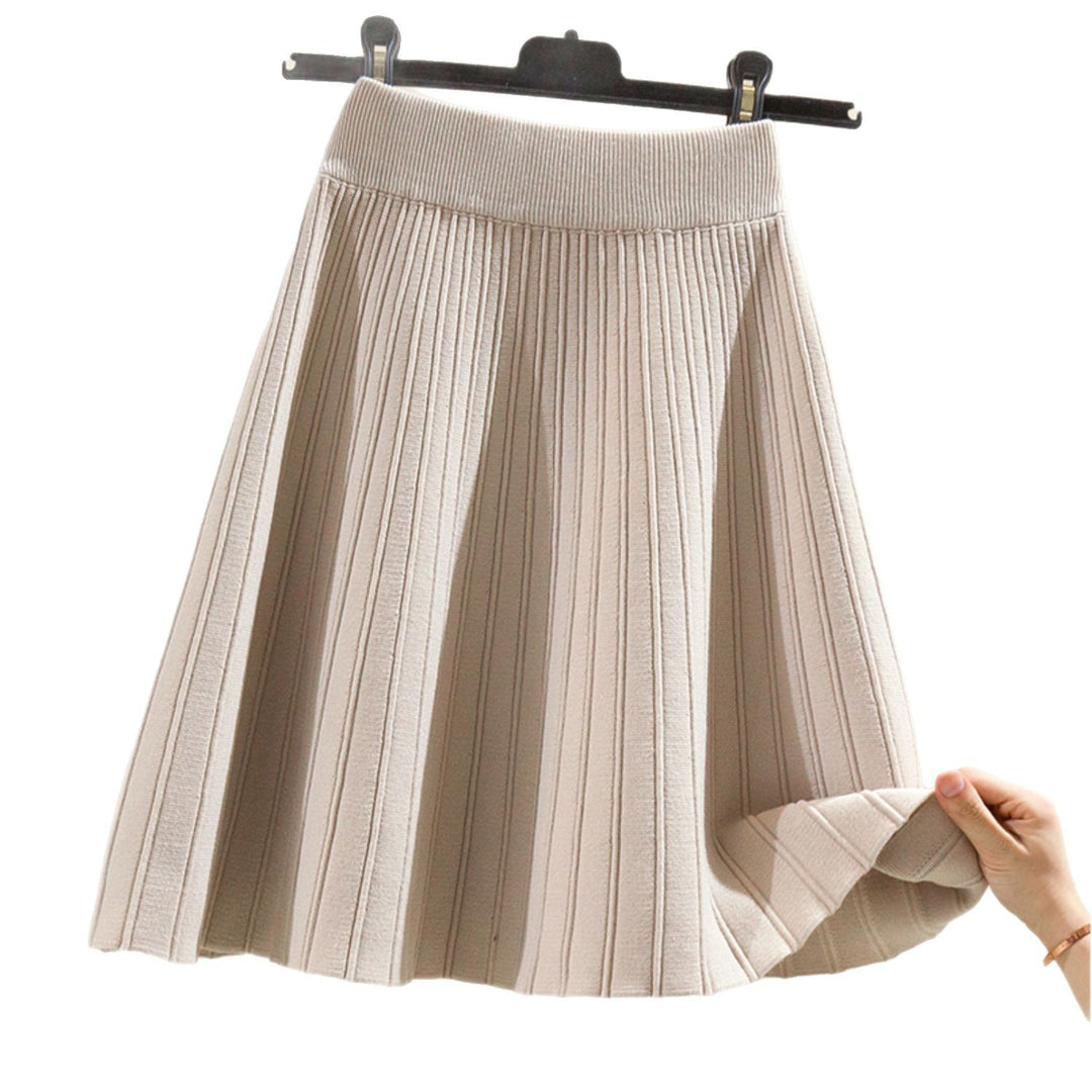 Women's Pleated Midi Skirt with Comfortable Elastic Waistband Mune Fashion