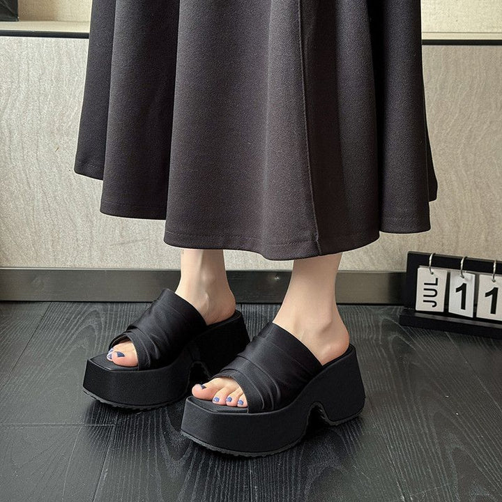 Women's Platform Slippers with Leopard Print and Knotted Bandage Mune Fashion