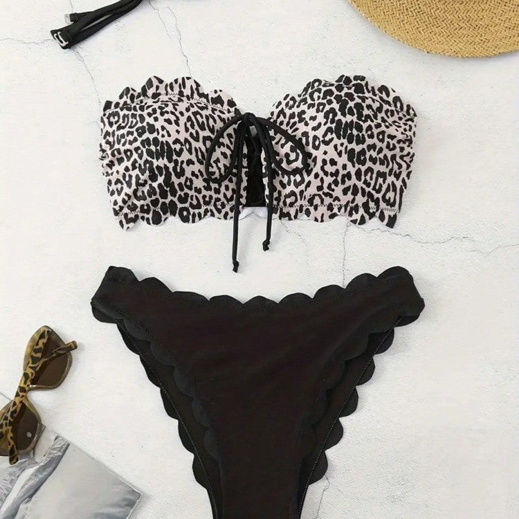Women's bikini set with sculptural design and fashionable animal print Mune Fashion