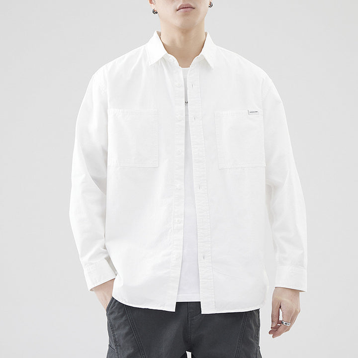 Men's Oversized Cotton Shirt with Double Chest Pockets and Relaxed Fit Mune Fashion