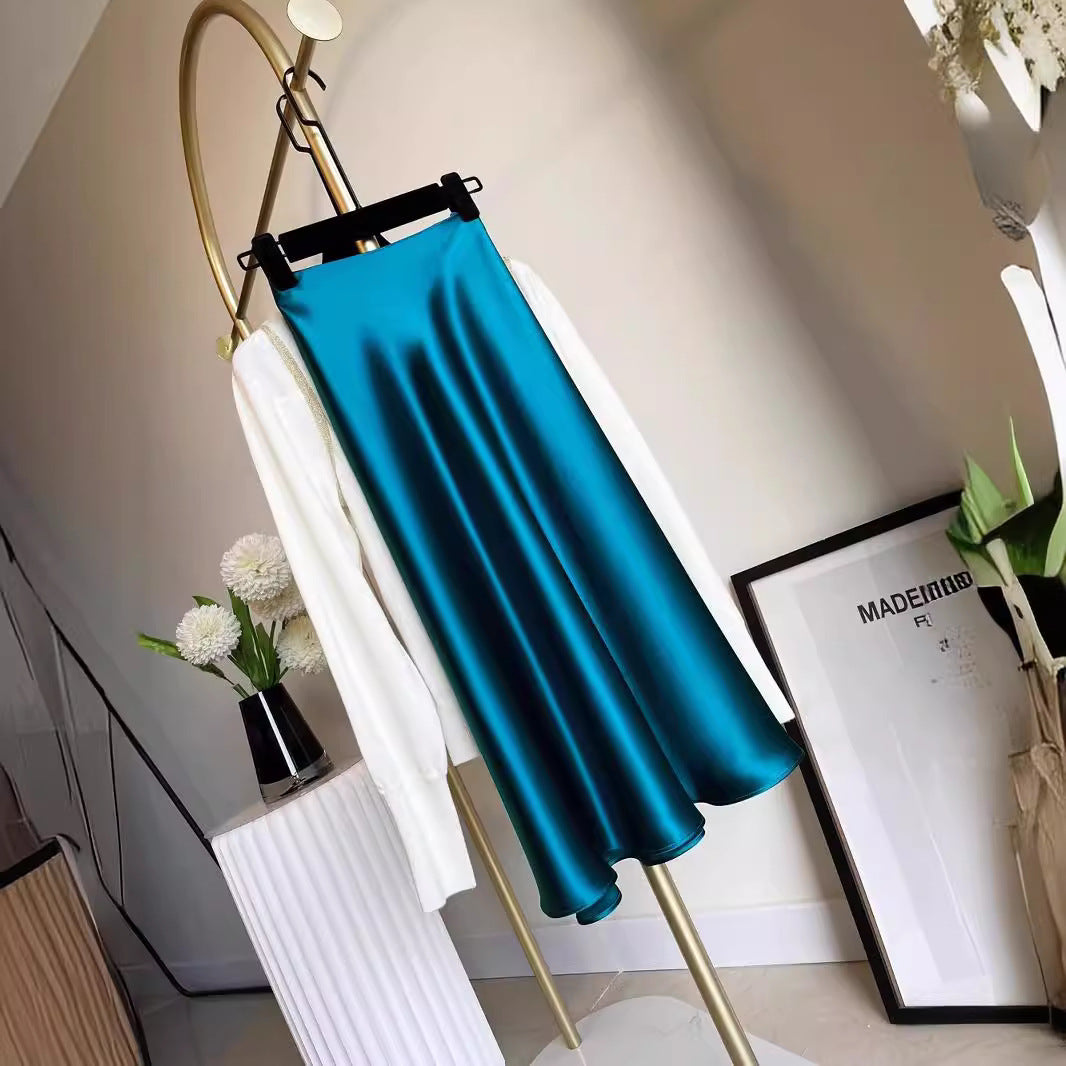 Women's Elegant, Swinging Satin Skirt Mune Fashion