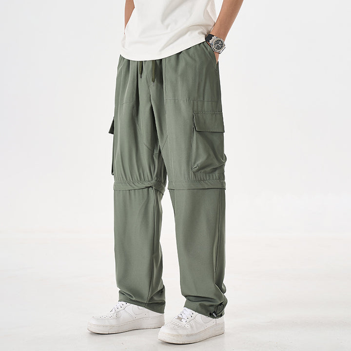 Men's convertible cargo zip pants with removable thighs, oversized flap pockets, and elastic drawstring waistband Mune Fashion