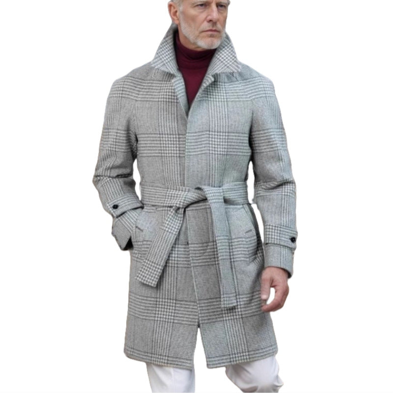 Men's Classic Checked Wool Coat Mune