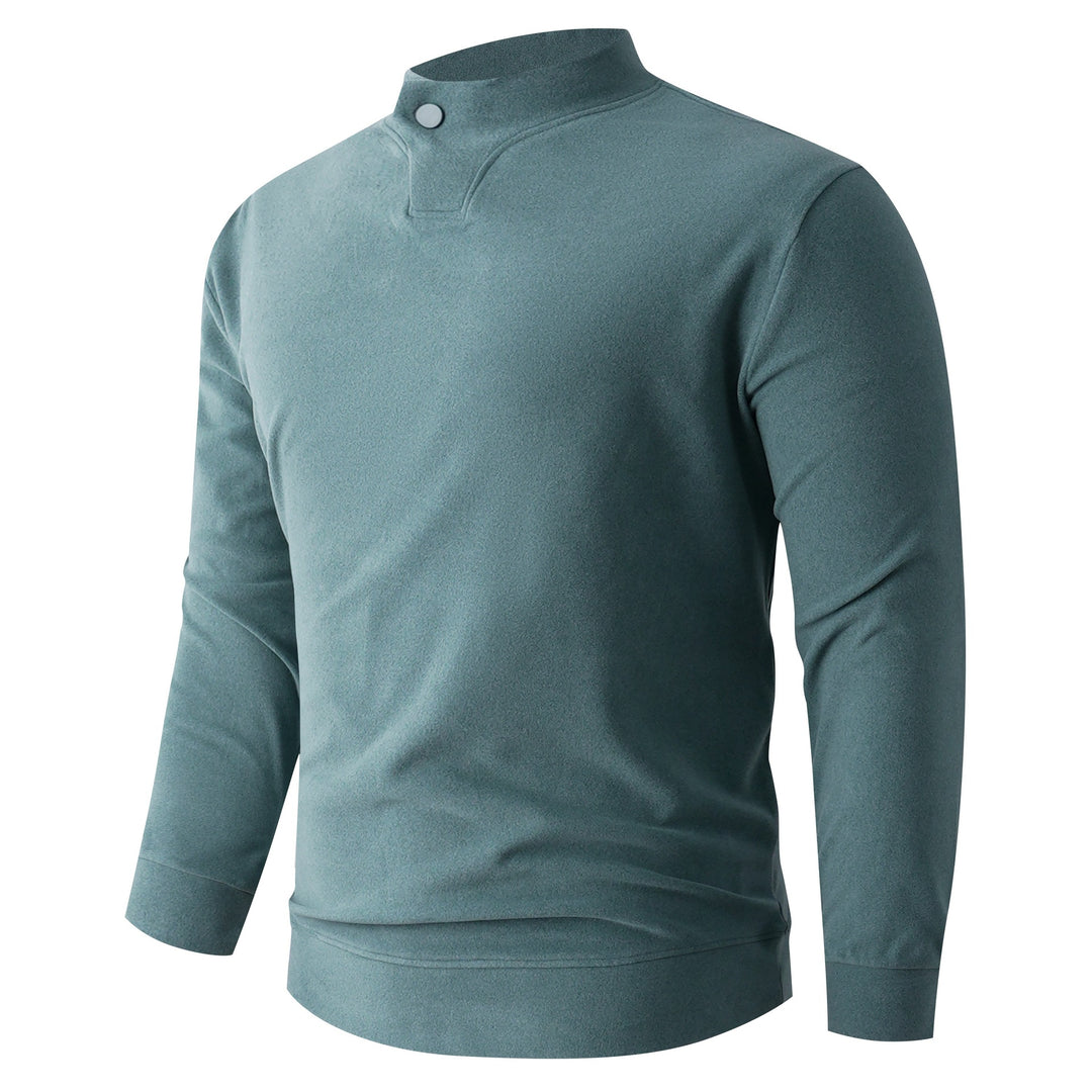 Men's Long Sleeve Shirt with Narrow Stand Collar and Button Closure Mune Fashion