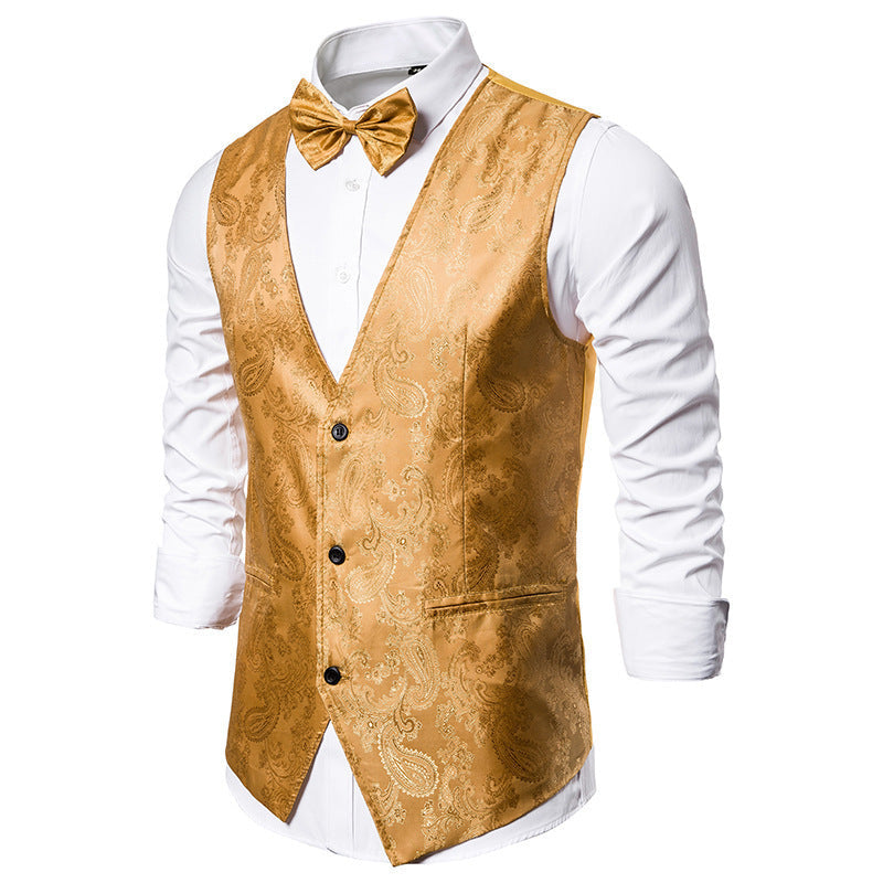 Men's Elegant Suit Vest with Fine Paisley Pattern Mune