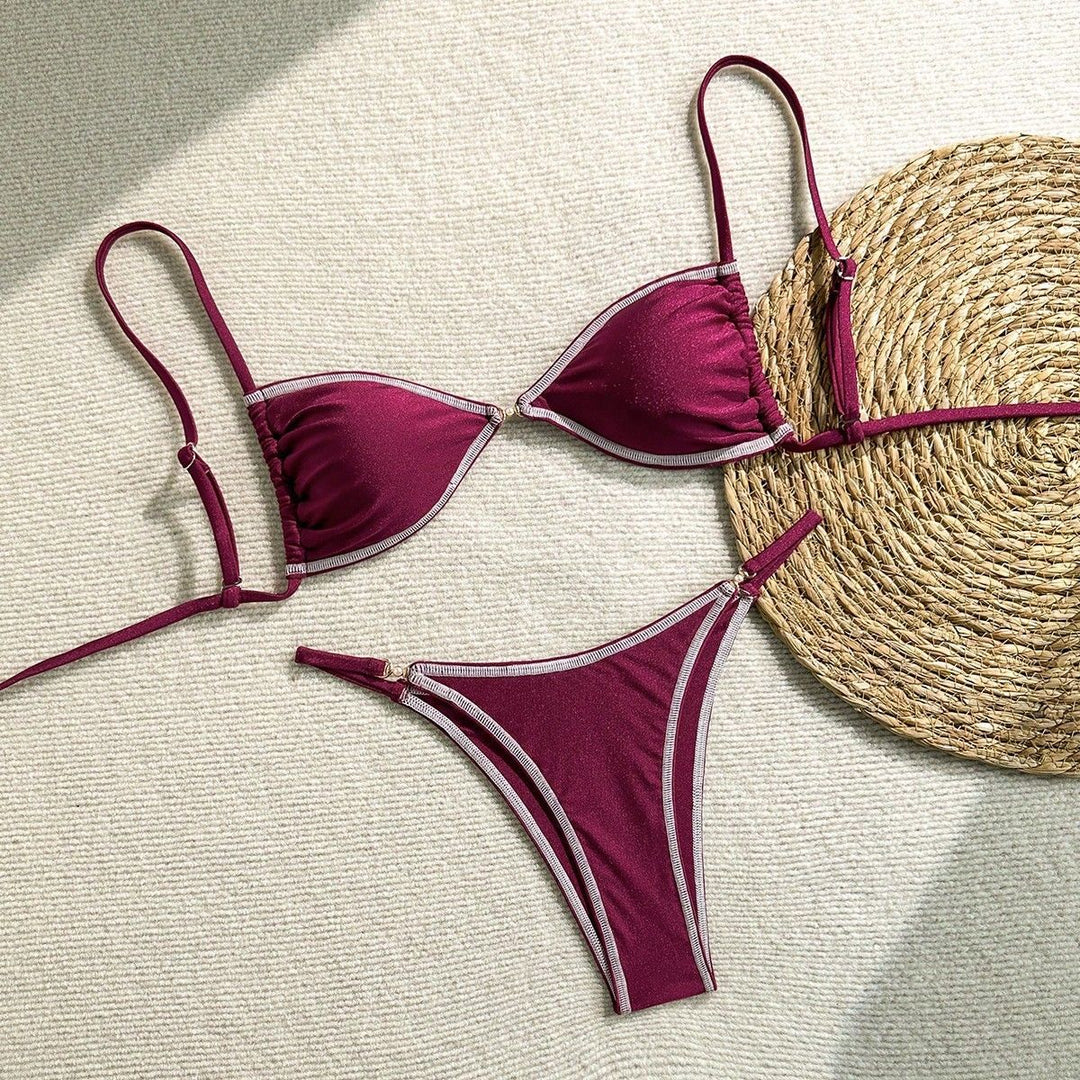 Women's Triangle Bikini with Glittering Accents Mune Fashion