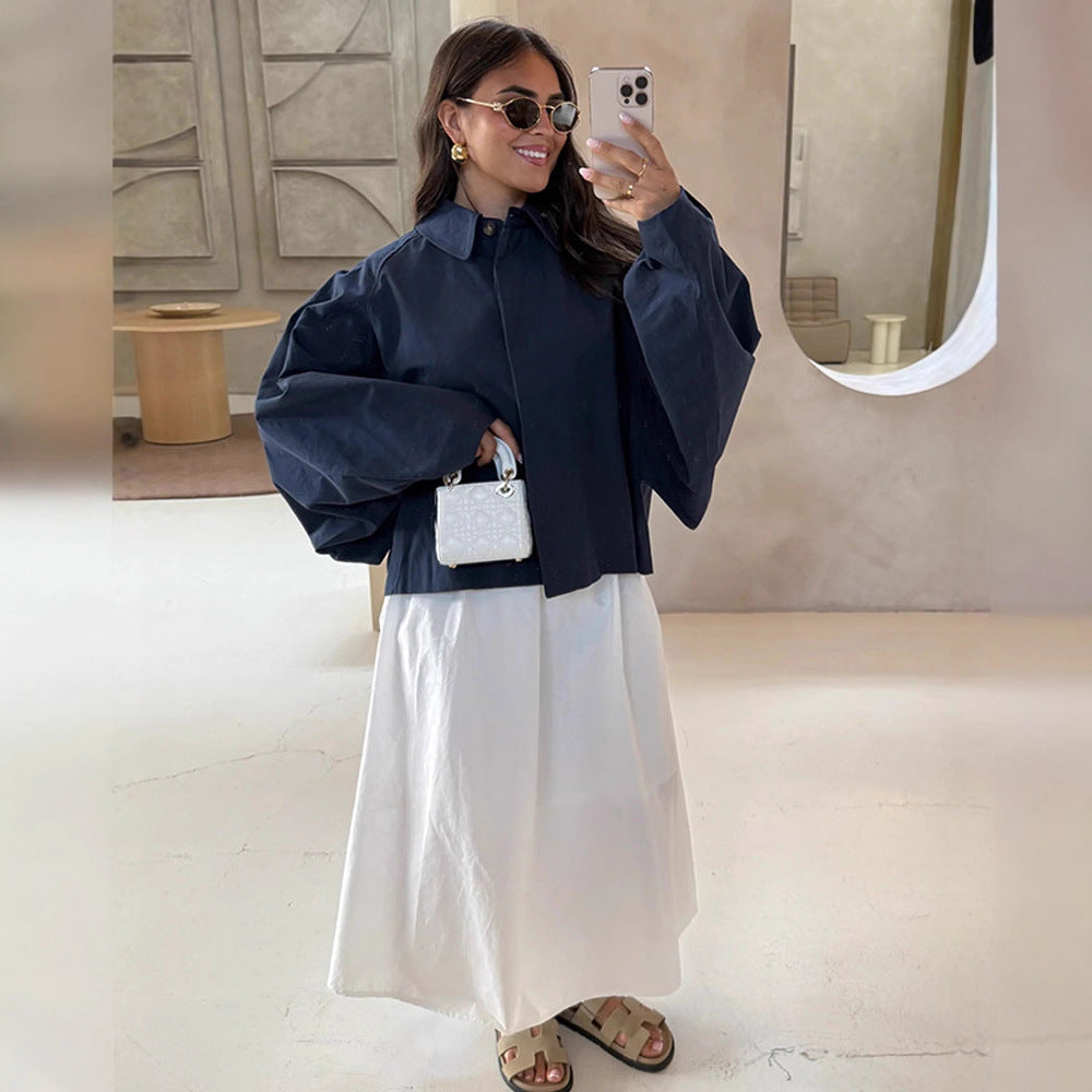 Women Boxy Cropped Short Jacket with Voluminous Balloon Sleeves Mune Fashion