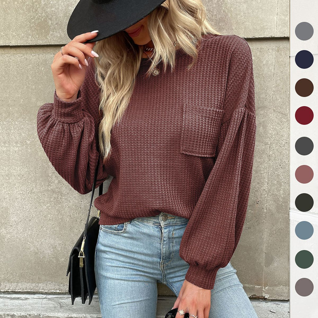 Women Casual Sweater with Balloon Sleeves Mune Fashion