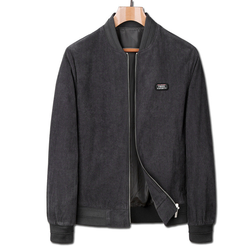 Men's corduroy bomber jacket with fine wide cord structure, stand-up collar and internal lining Mune Fashion
