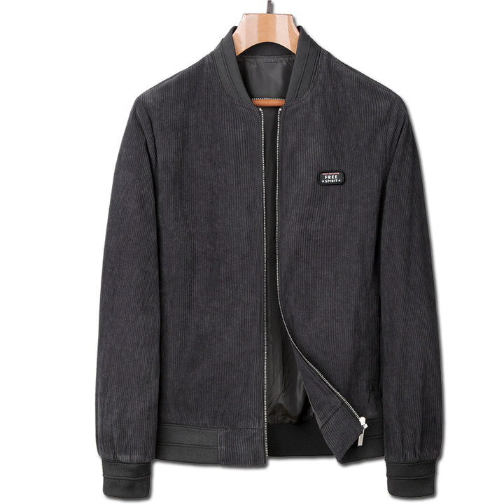 Men's corduroy bomber jacket with zipper, ribbed cuffs, and light padding Mune Fashion