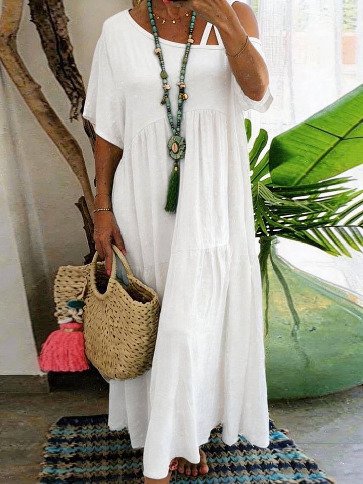 Ladies Maxi Dress with Casual Cut and Asymmetrical Design Mune Fashion