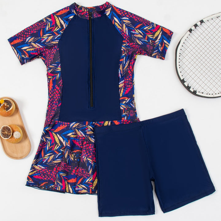 Ladies rashguard swimsuit with fashionable skirt design Mune Fashion