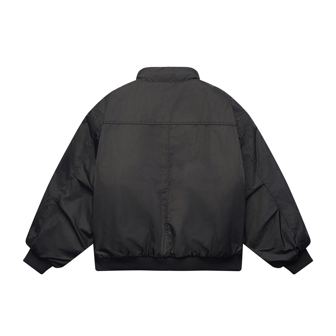Unisex Boxy-Flight Jacket in Oversize Cut with Quilted Stand Collar Lining and Ribbed Cuffs Mune Fashion