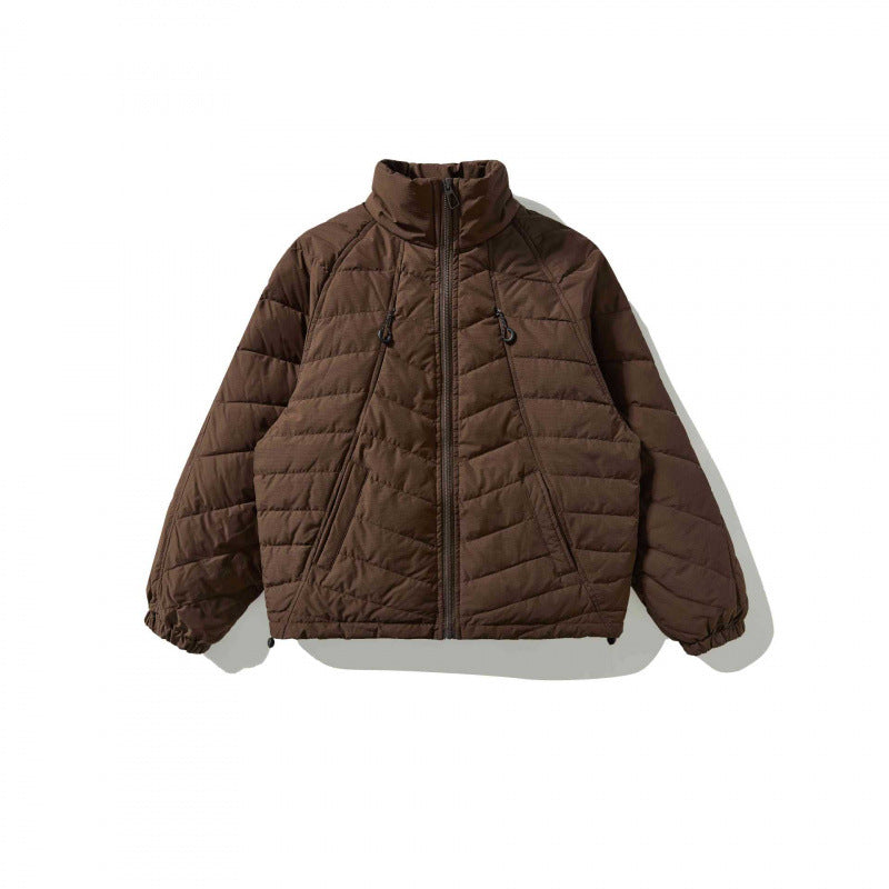 Unisex Padded Quilted Jacket with High Collar, Drawstring Hem and Elastic Cuffs Mune Fashion