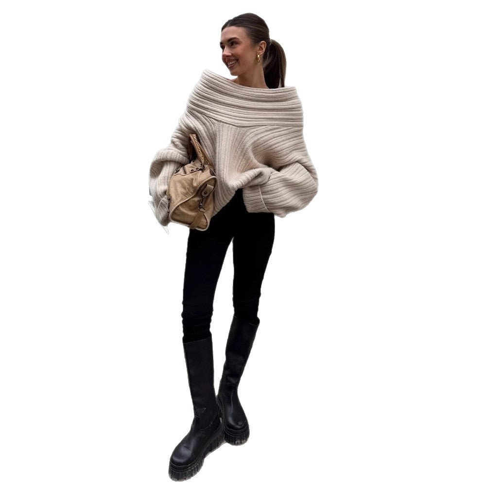 Women's Oversized Chunky Knit Sweater with Hood, Drop Shoulder and Textured Ribbed Look Mune Fashion