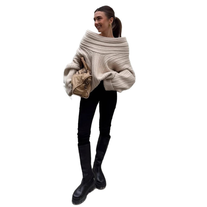 Women's Oversized Chunky Knit Sweater with Hood, Drop Shoulder and Textured Ribbed Look Mune Fashion
