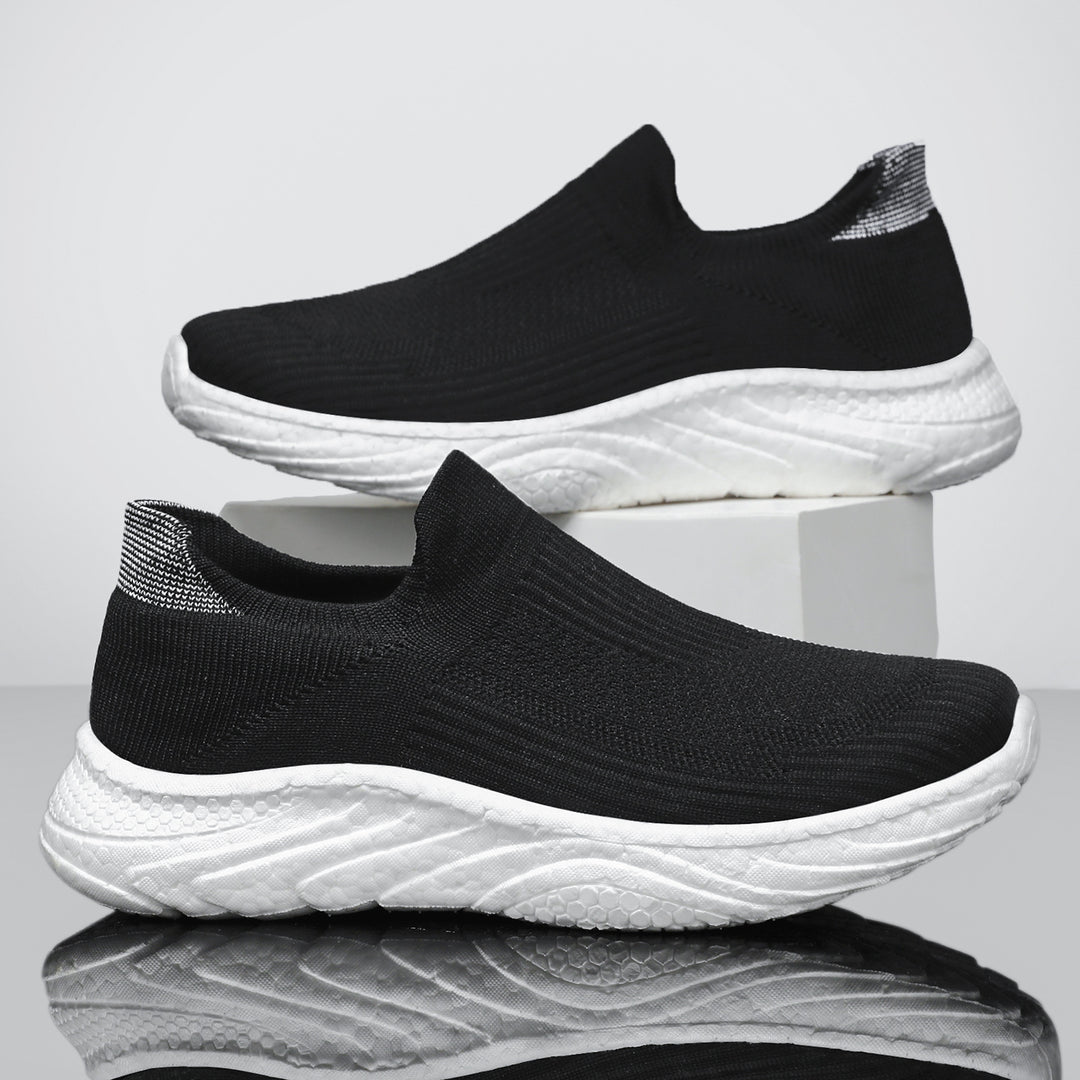 Women's seamless knit slip-on comfort running shoe with sock-like shaft and cushioned wave EVA sole Mune Fashion