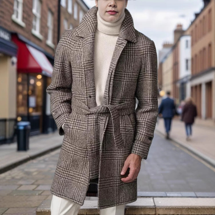 Men's Classic Checked Wool Coat Mune