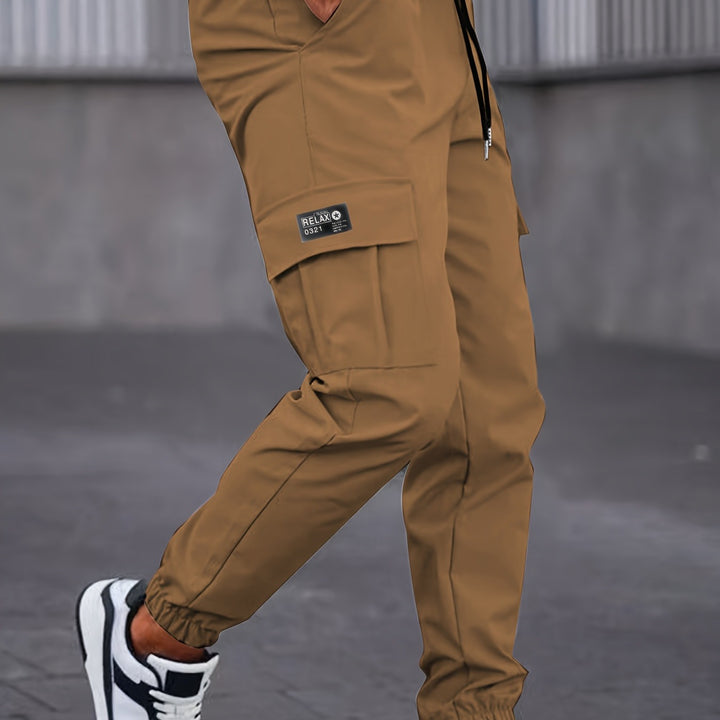 Men's Cargo Jogging Pants with Drawstring, Tapered Cut & Flap Pockets Mune Fashion