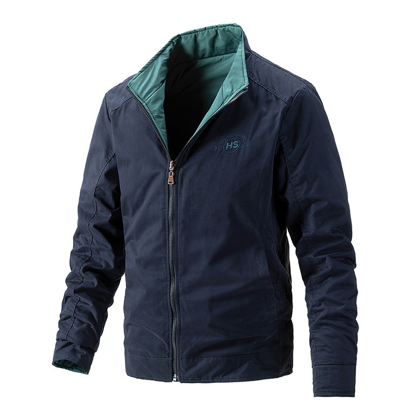 Men's Lightweight Water-Repellent Zip Jacket with Stand Collar and Contrasting Lining Mune Fashion