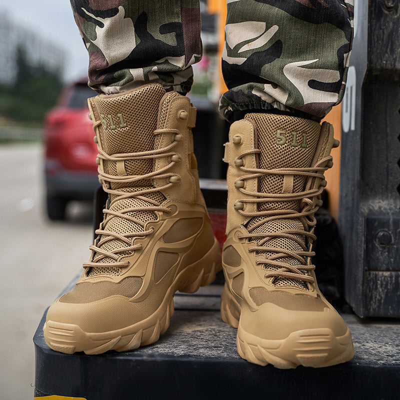 Men's Tactical High-Top Combat Boots with Robust Trail Tread Sole Mune Fashion