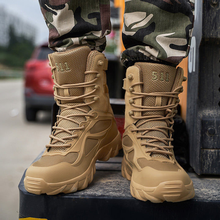 Men's Tactical High-Top Combat Boots with Robust Trail Tread Sole Mune Fashion