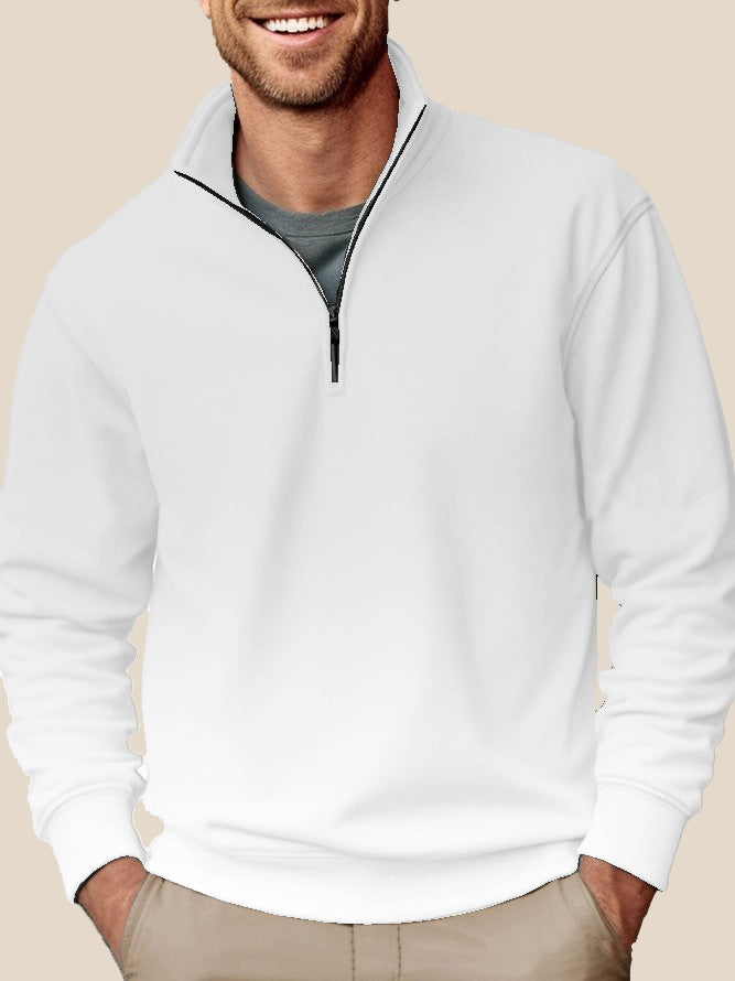 Men's half-zip sweatshirt with stand-up collar and soft fleece interior lining Mune Fashion