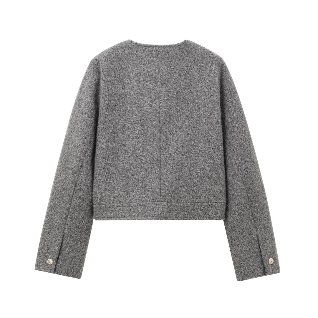 Women's structured short jacket in bouclé look with patch pockets Mune Fashion