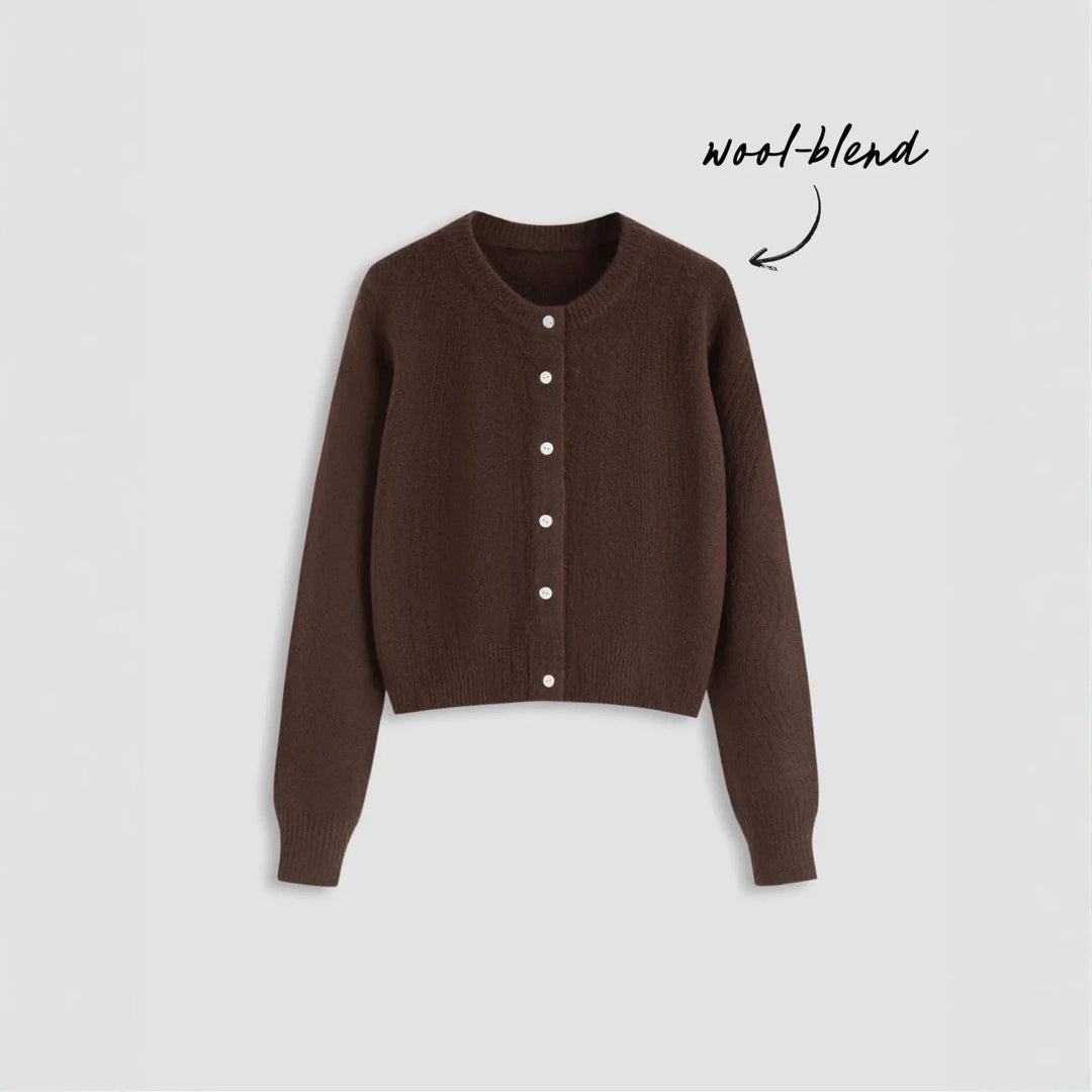 Women's Elegant Short Sweater with Shirt Collar Mune Fashion