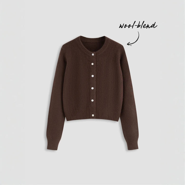 Women's Elegant Short Sweater with Shirt Collar Mune Fashion